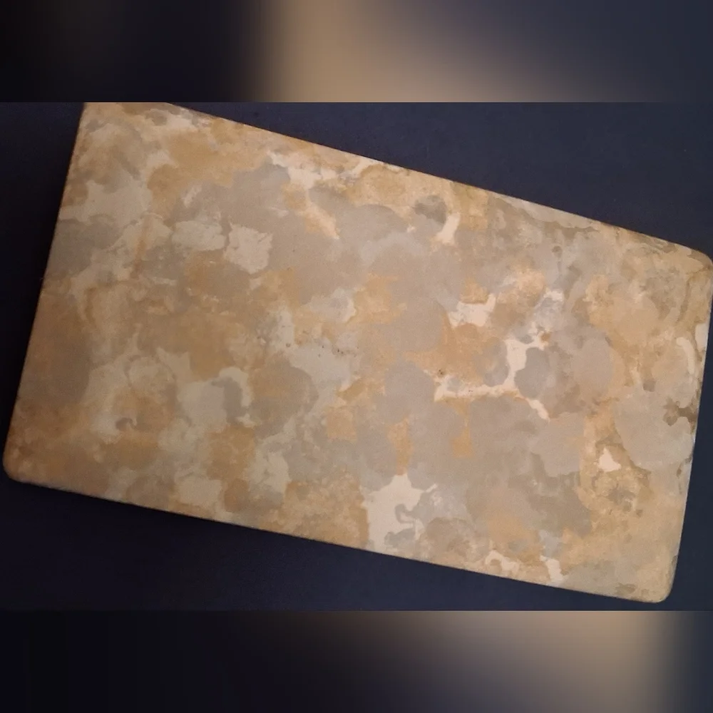 1970s Vintage Marbled Yellow Stone Trinket Box